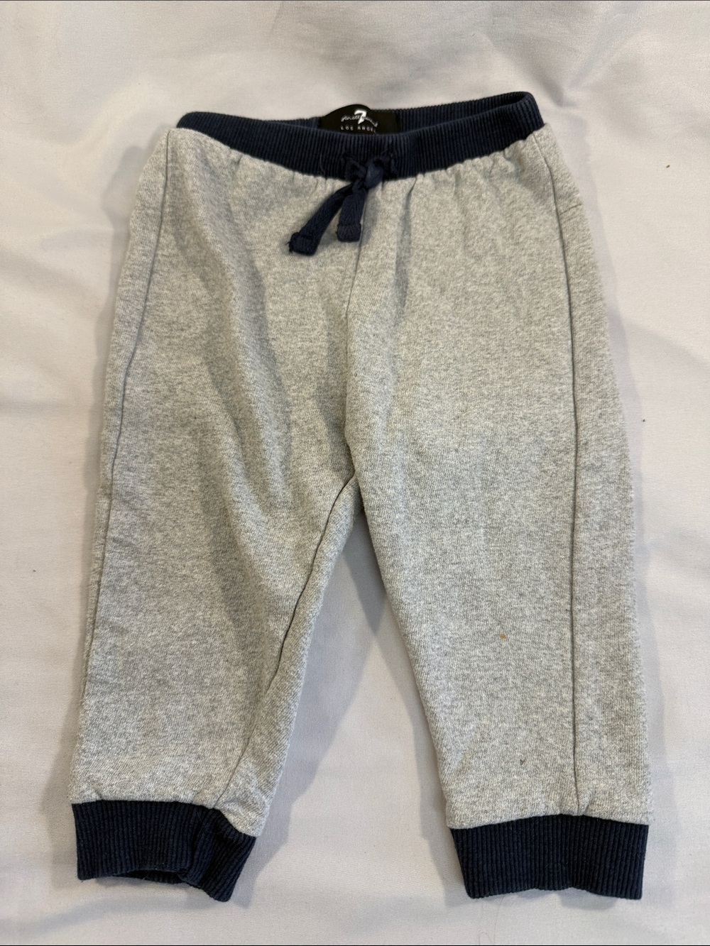 7 For All Mankind Grey Sweatpants with Navy Waistband & Cuffs